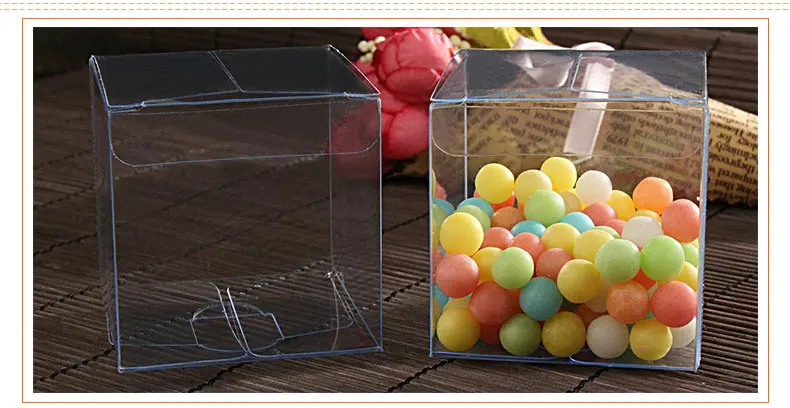 200pcs 5*5*5cm Transparent Waterproof PVC Boxes Packaging Small Plastic Clear Box Storage For Food/jewelry/Candy/Gift/cosmetics