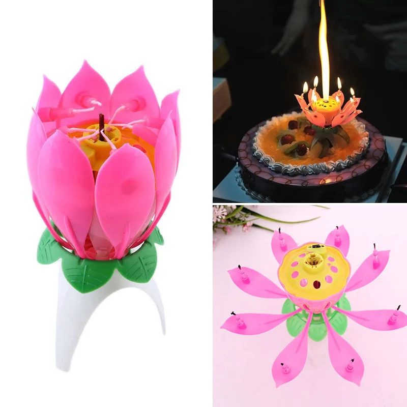 

HOT Joy Singing Music Birthday Candle Monolayer Lotus Candle Flowering Music Candle NDS66