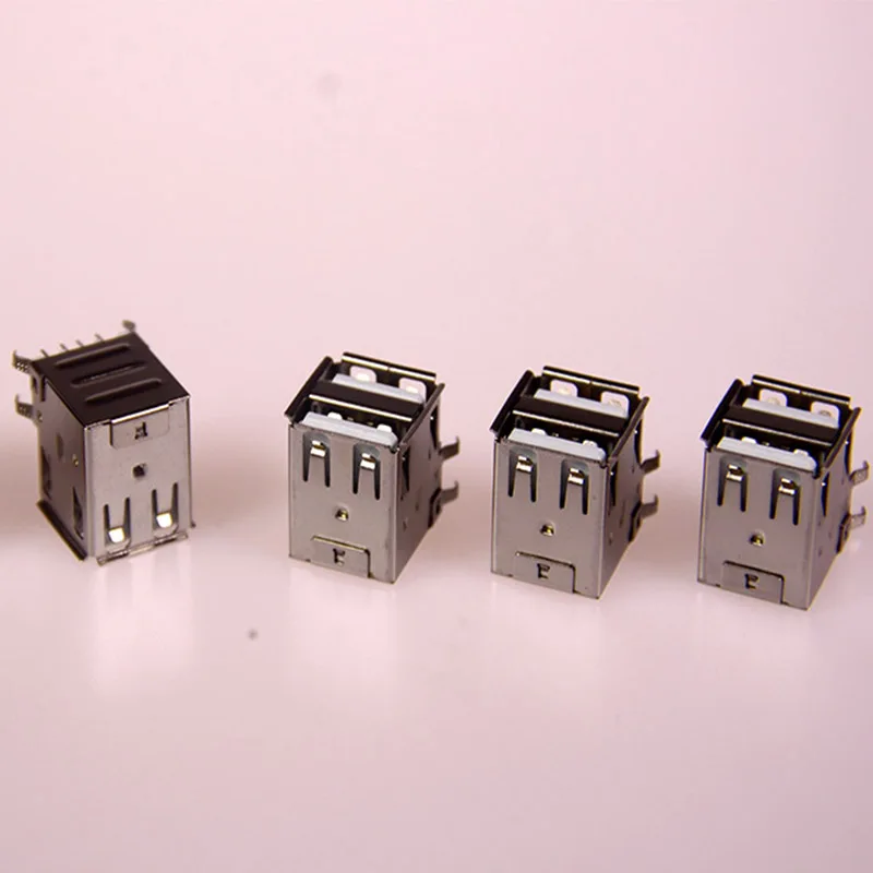 100 шт./лот двойной USB AF 90 градусов разъем для монтажа печатной платы переходник