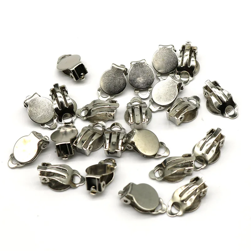 50 шт. 10 мм плоские клипсы для сережек золотой и серебряный цвета застежка с