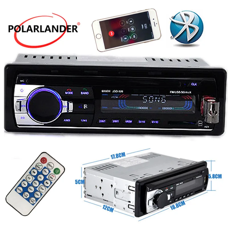 JSD-520 1 DIN Авто Радио 12 в Bluetooth Стерео FM радио MP3 аудио плеер USB SD AUX Автоэлектроника