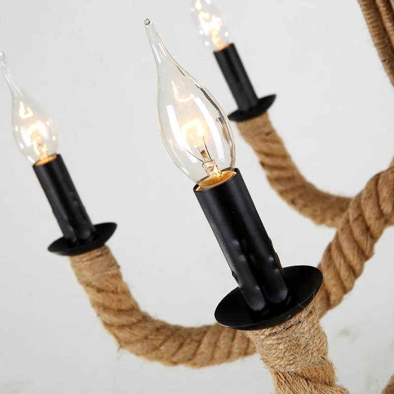 110 В 220 чердак железная веревка черная кованая люстра Plafondlamp Lamparas Colgantes Lampadario Cristallo