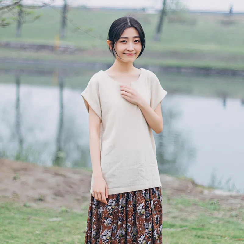 Женские летние топы хлопковая свободная футболка с v-образным вырезом