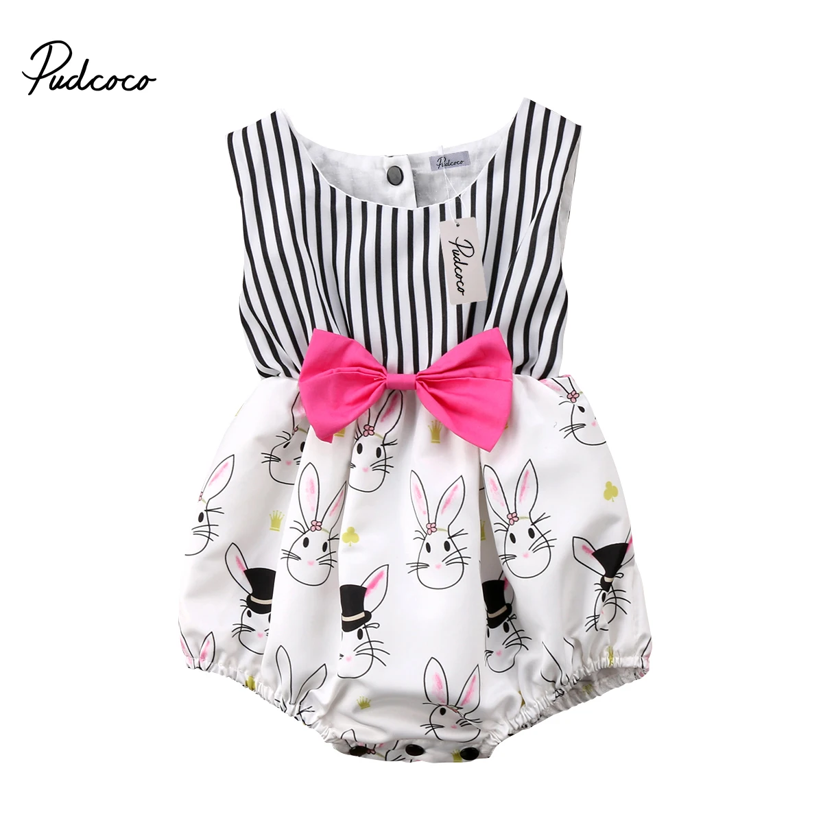 2018 Brand New Easter Newborn Toddler Infant Baby Girl Bunny Romper Sleeveless Sunsuit Jumpsuit Playsuit Outfits Bow Clothes | Мать и