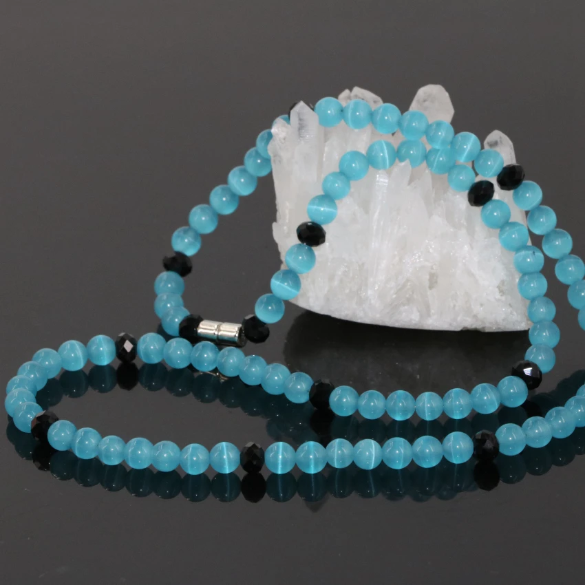 Мода оригинальный дизайн цвет небесно-синий глаза кошки 6 мм камень бисер