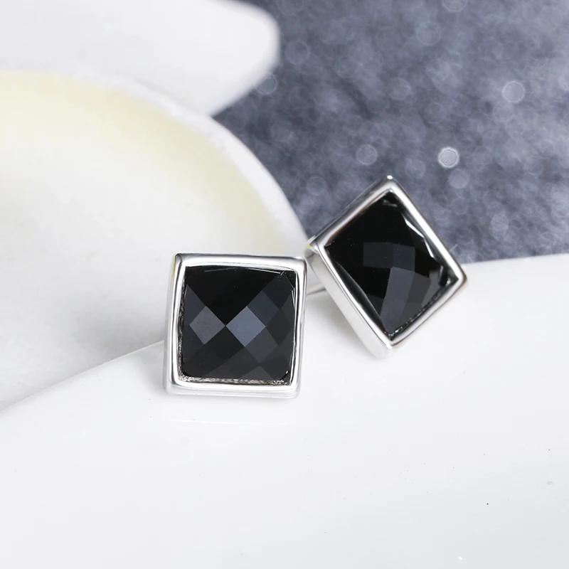 Лидер продаж модные квадратные черные кристаллические мужские серьги гвоздики