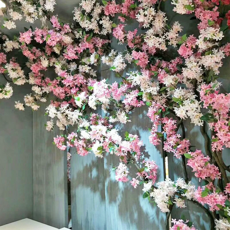 

160cm Artificial Flowers Silk Cherry Blossom Ivy Vines Wedding Arch Home Party Backdrop Decor Wall Hanging Rattan Garland Wreath