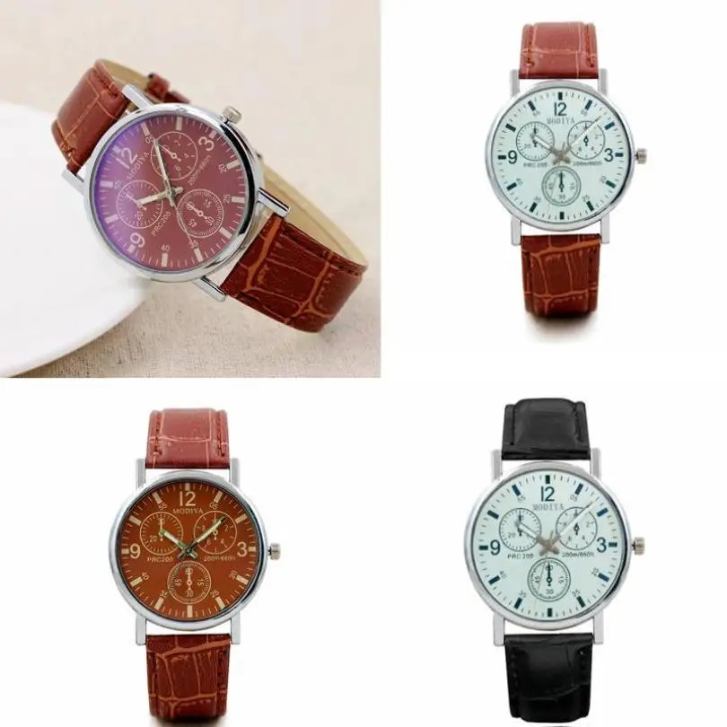 

Six Pin Watches Quartz Men's Watch Blue Glass Belt Watch Men Reloj Hombre Montre Homme Orologio Uomo Horloges Mannen