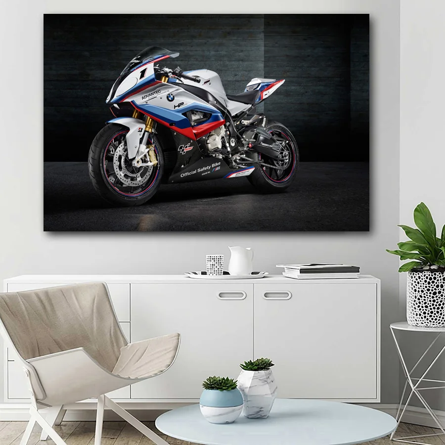 Мотоциклов Superbike B M W s1000rr рисунок Печатный настенный художественный постер