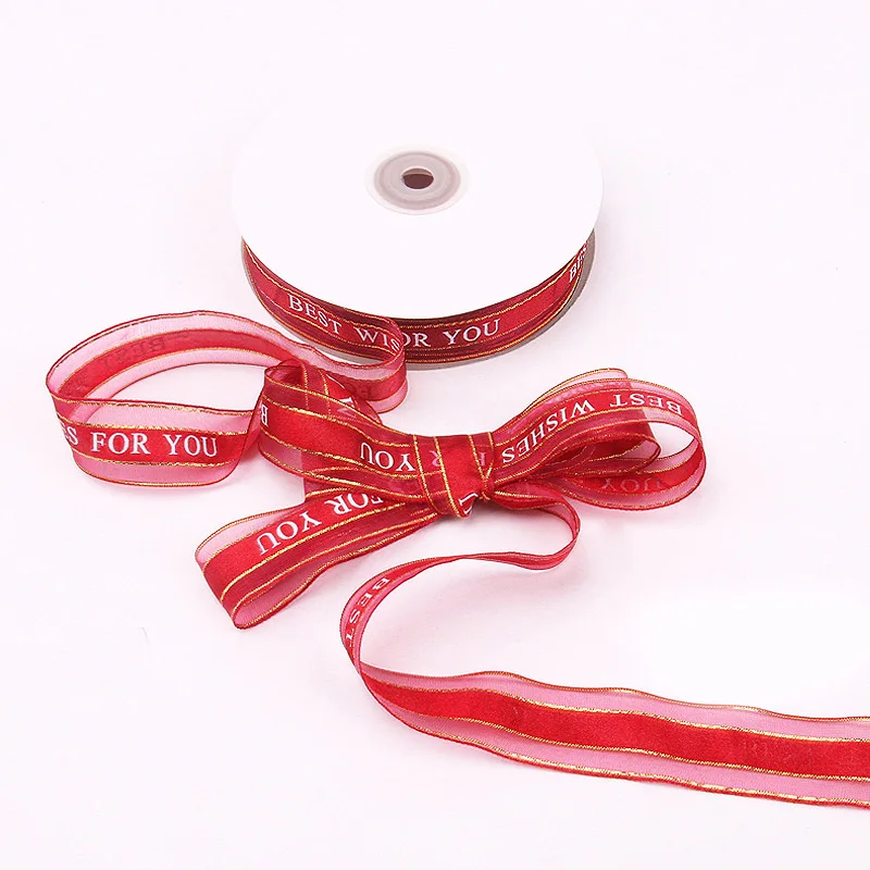 tulle ribbon 3 5m/roll 25mm Just For You Printed Polyester Ribbon for Wedding Party Decorations DIY Handmade Bow Craft Ribbons Gifts Wrapping - Цвет: tulle ribbon 3