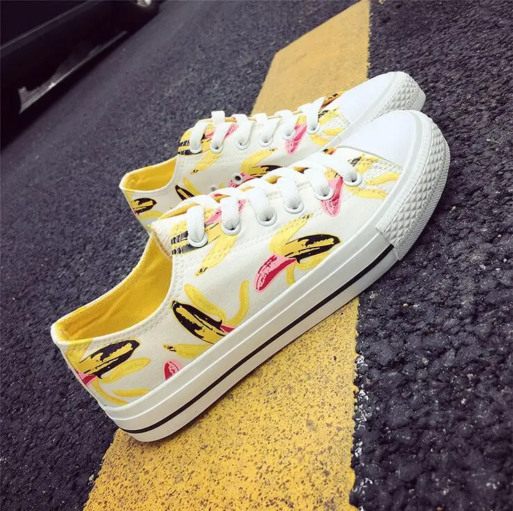 Новый стиль моды Ulzzang женщин холст банан туфли на платформе случайные дышащая
