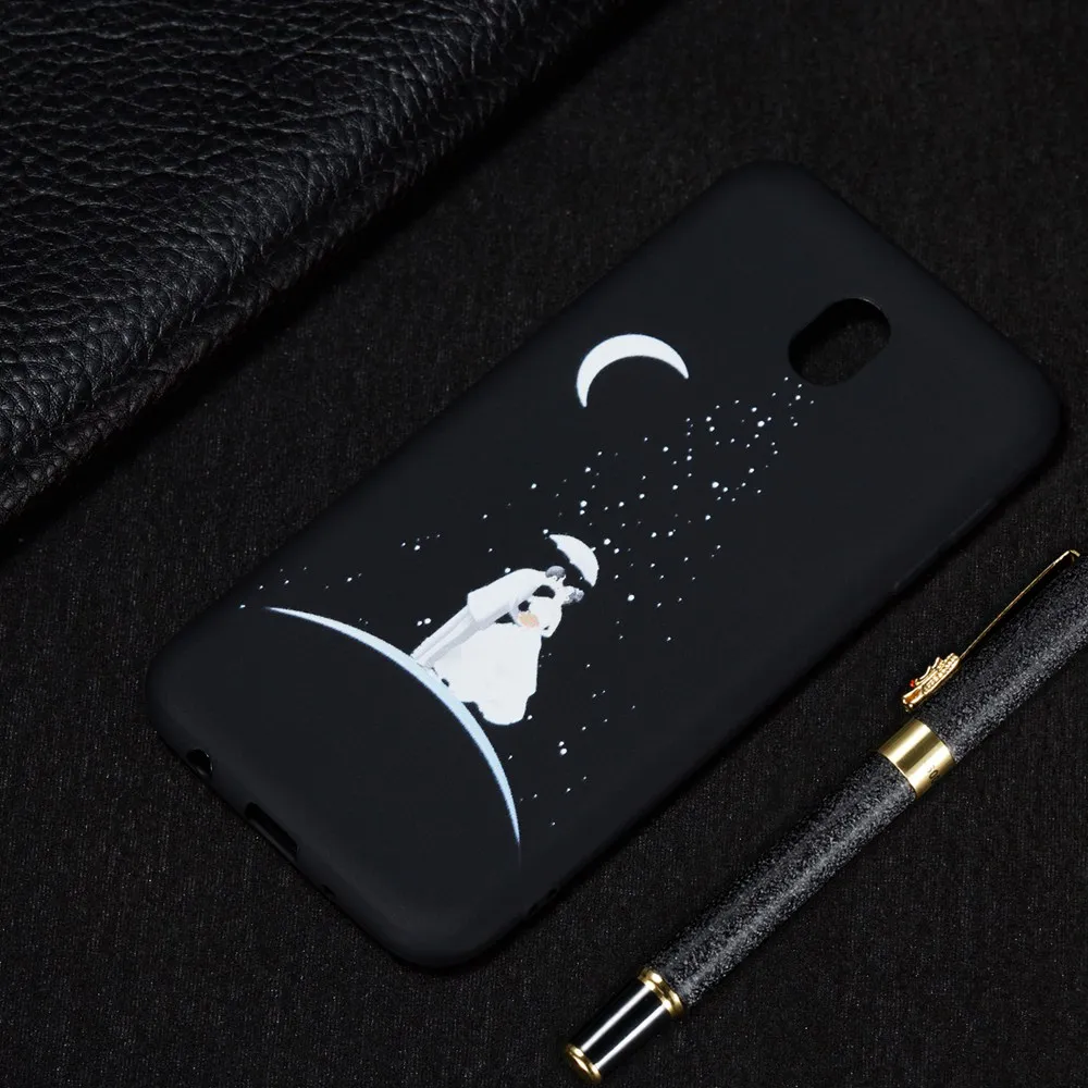Starry sky Series Black Silicone Phone case For Samsung Galaxy J3 2017 J330 J5 J530 J7 J730 phone cover caso etui |