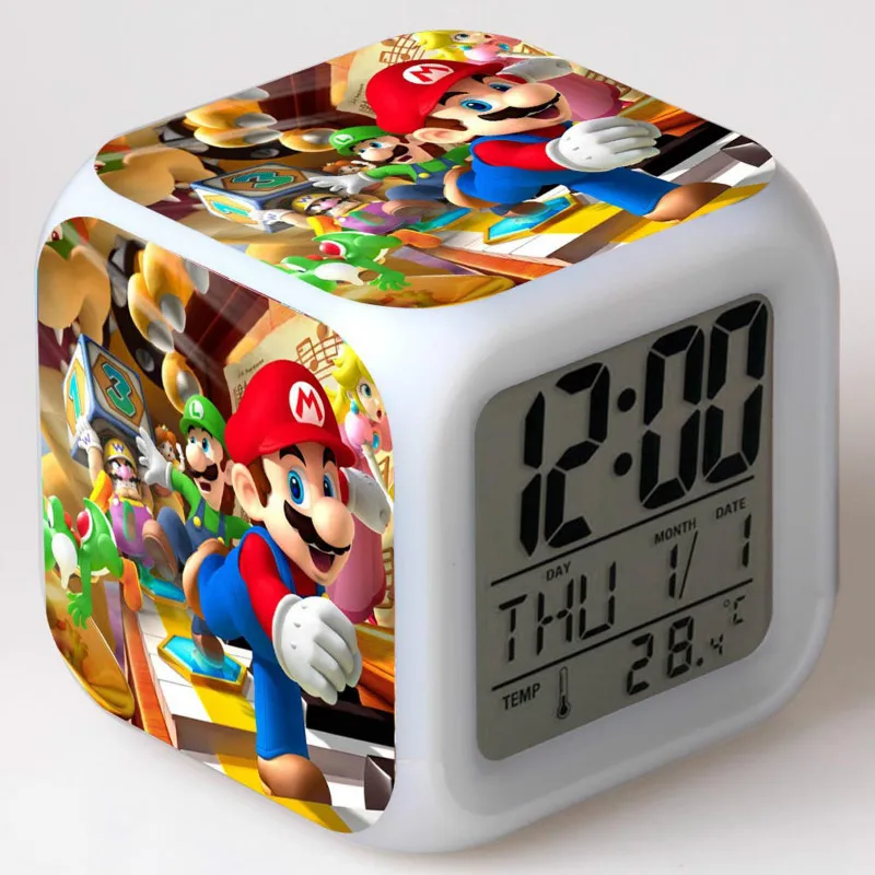 4 Super mario bros Детский будильник, Мультяшные цифровые часы, светильник wake up, светодиодные часы, reloj despertador, настольные часы reveil, настольные часы wekker - Цвет: 4