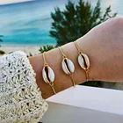 Новый богемный пляжный браслет с подвеской в виде ракушки для женщин, модный регулируемый браслет-цепочка золотого цвета из сплава, ювелирные изделия в подарок
