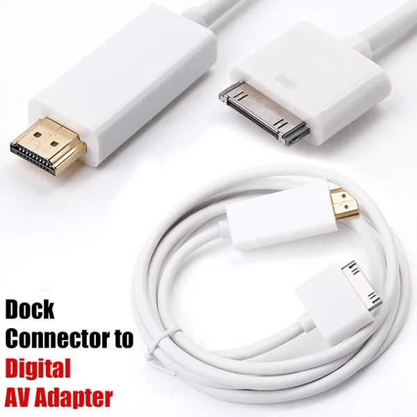 Новый 1080 P Подключение Док Разъем к Мужчине HDMI Адаптер для iPhone 4 4S iPad 1 2 3 hdmi