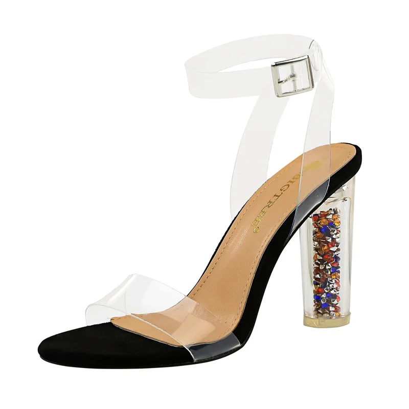 

Sexy Crystal Transparent Brand Luxury Designers Sandals High Heel Women Night Club Shoes Ladies Fashion 2019 Summer Open Toe