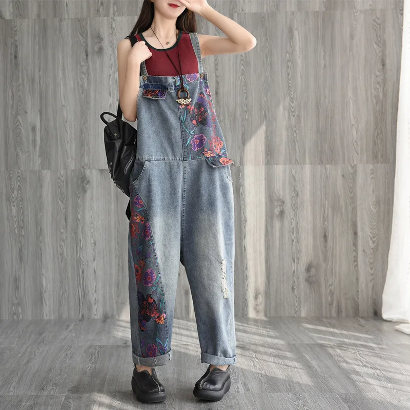 Весенние женские комбинезоны ретро Для женщин большой размер свободные