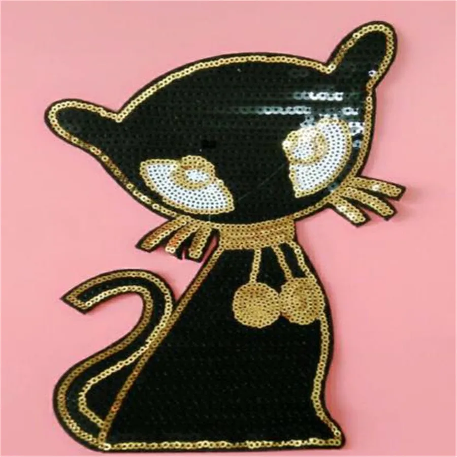 Патчи для одежды с блестками и котом 22 см|iron on patches|iron ongirl patch |