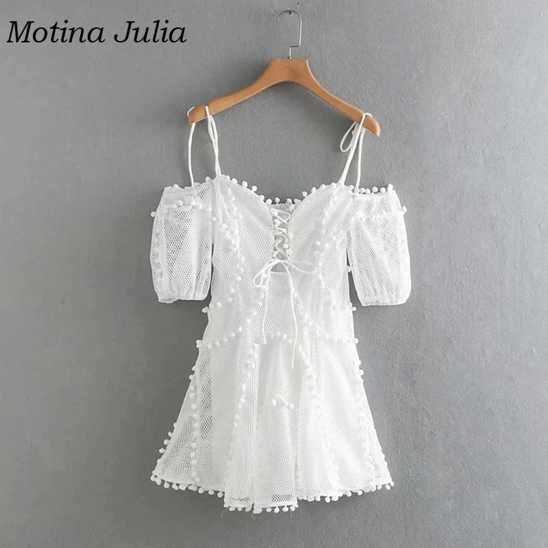Motina Julia 2019 Летнее белое Открытое платье женское шикарное вечернее с открытыми