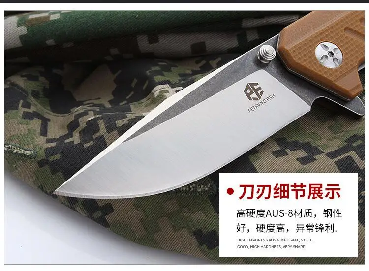 LLxxmm camping survival flipper folding knife hunting tactical AUS-8 blade G10 handle army knives edc tool faca | Инструменты