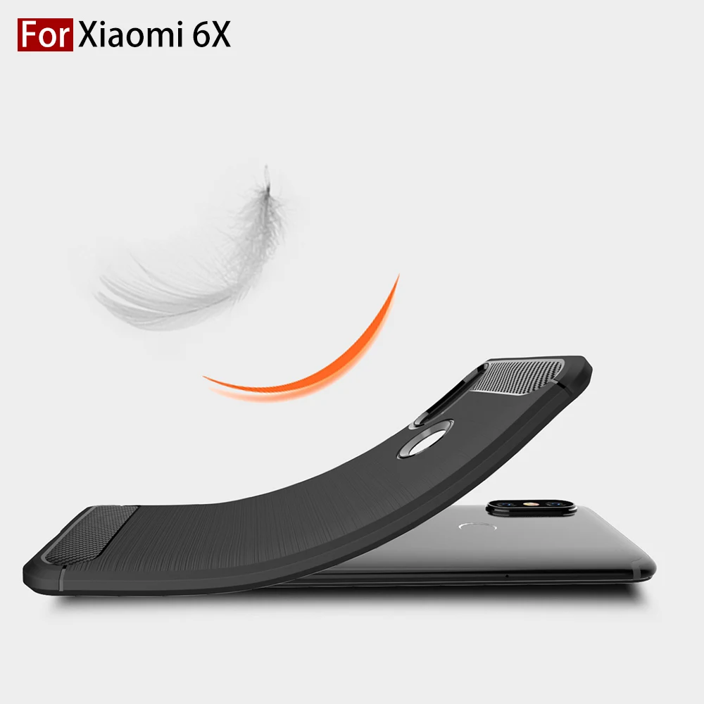 Мягкий чехол Tomkas из ТПУ для Xiaomi Mi 6X силиконовый мягкий углеродного волокна с