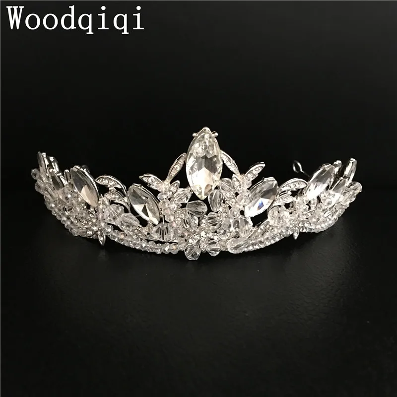 Woodqiqi Full rhinestone Tiaras Bride Crown Wedding Hair Jewelry Diadem Mariage Bijoux Coroa corona oro tiaras menina | Украшения и