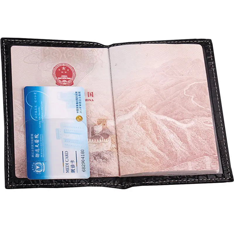 

ISKYBOB Travel Passport Holder Business Card Holder Women PU Leather Passport Cover ID Credit Card Holder Men Passport Wallet
