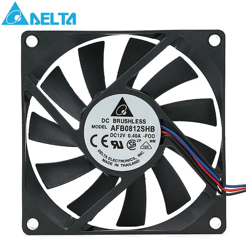 Вентилятор охлаждения для компьютера delta AFB0812SHB 80*80*15 мм 8015 12 В 0 40a 3 провода|cooling