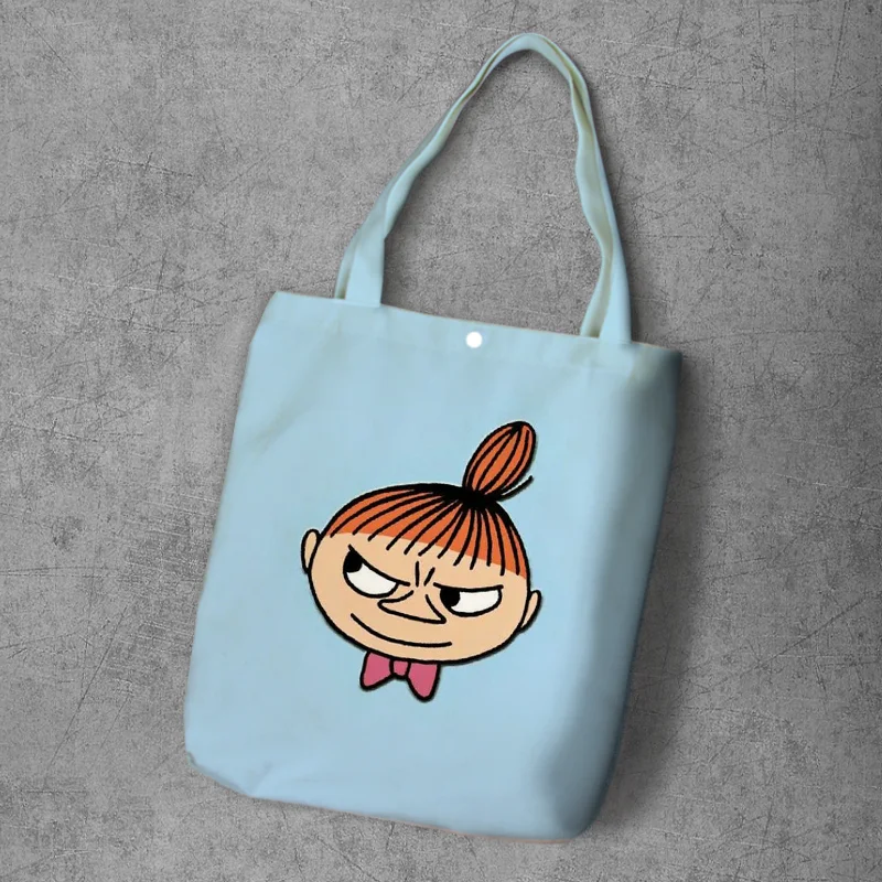 Moomin сумка для покупок милый гиппопотам тонкий маленький мой рюкзак на плечо Студенческая Холщовая Сумка с принтом Сумка-тоут на кнопках Холщовая Сумка
