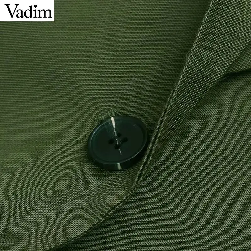 Vadim женский однотонный зеленый Блейзер Зубчатый воротник длинный рукав