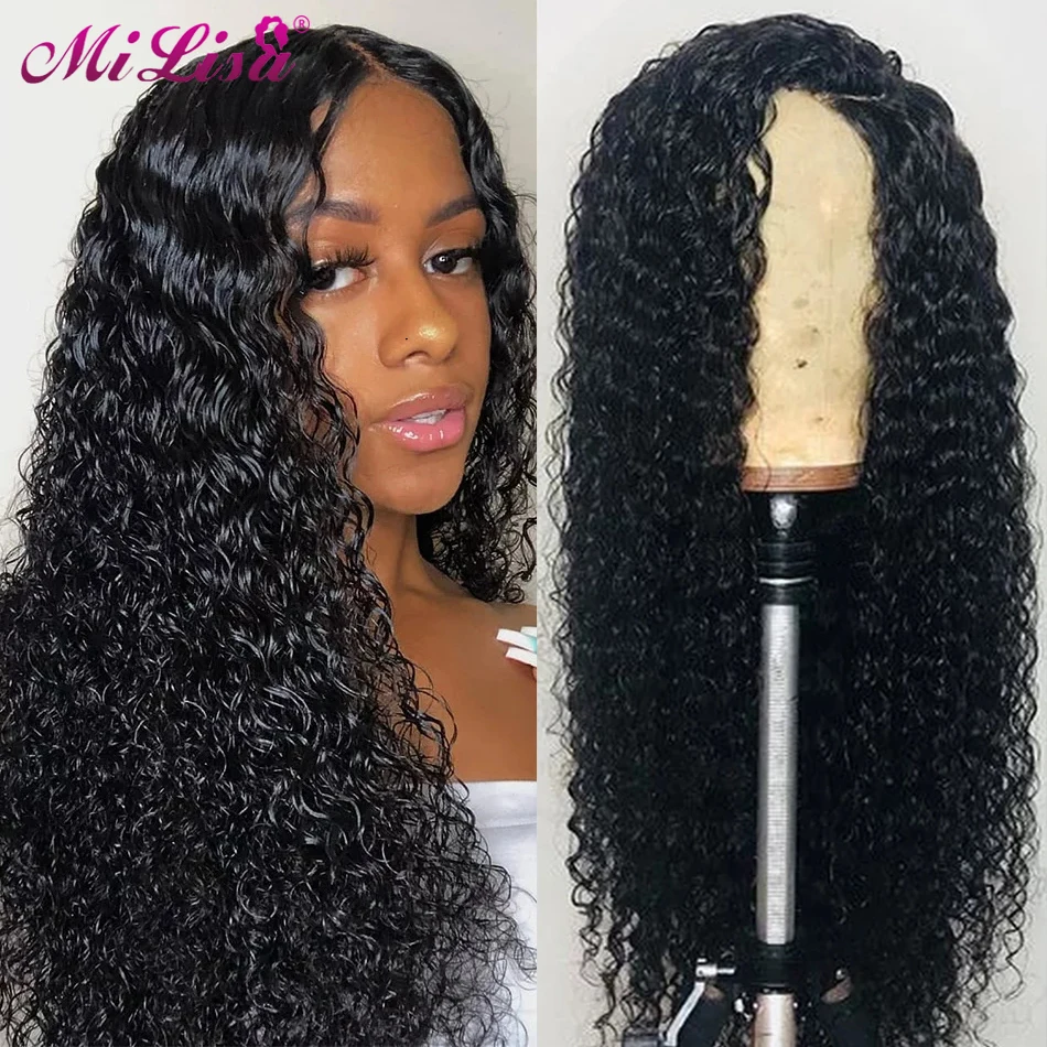 HD прозрачные парики шнурка предварительно сорвал кудрявые человеческие волосы