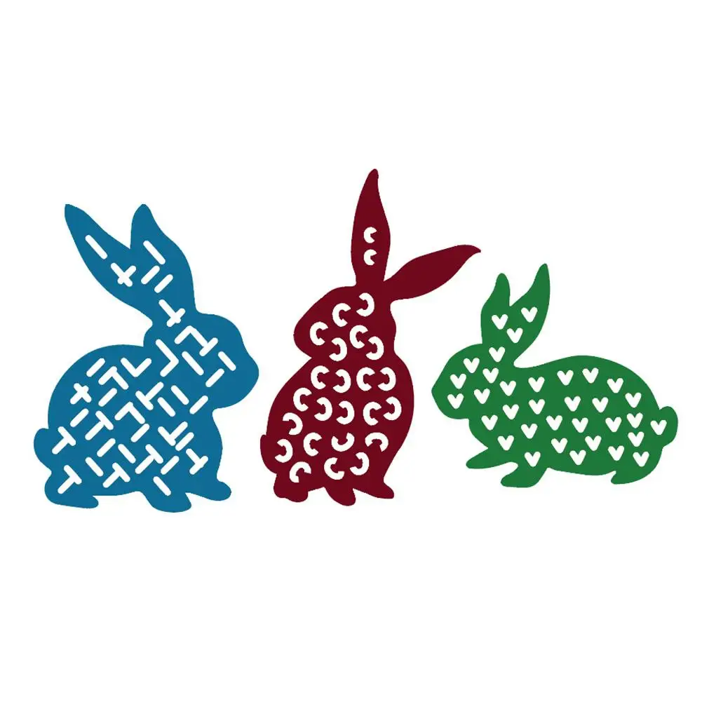 3pcs/lot Cute Rabbit Bunny Metal Cutting Dies For Easter Diy Scrapbooking Stitched Embossing Stencil Template | Дом и сад