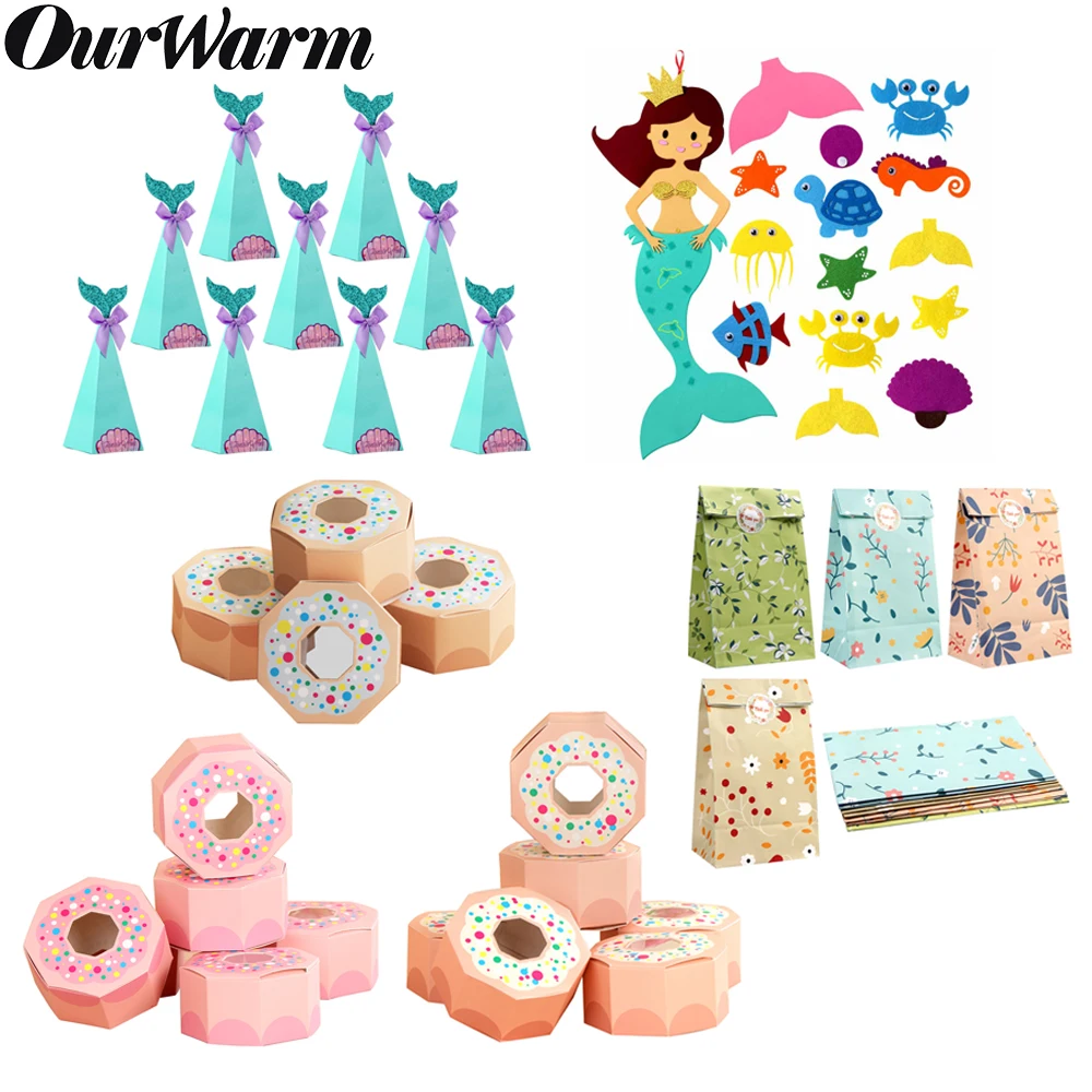 OurWarm Русалка подарок на день рождения игра DIY конфеты бумажные упаковочные пакеты шоколад свадебное оформление коробки пончик вечерние Русалка тема
