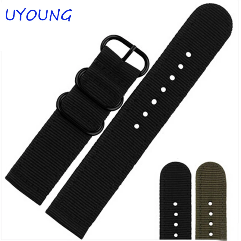 

UYOUNG Watchband 20mm 22mm ZULU watch band NATO Nylon Watch Strap 304 stainless steel Buckle free shipping