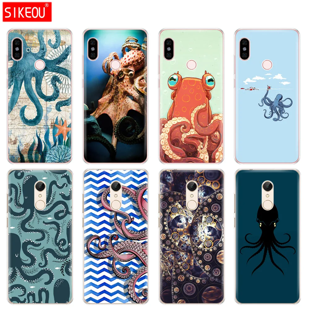 Силиконовый чехол для телефона Xiaomi redmi 5 4 1s 2 3 3s pro PLUS note 4X 4A 5A blue sea octopus|Бамперы| |