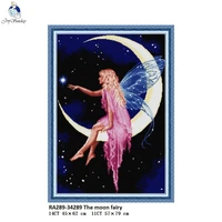 the moon fairy paintings aida canvas cross stitch diy handwork crafts beginner embroidery sets wholesale home decor needlework