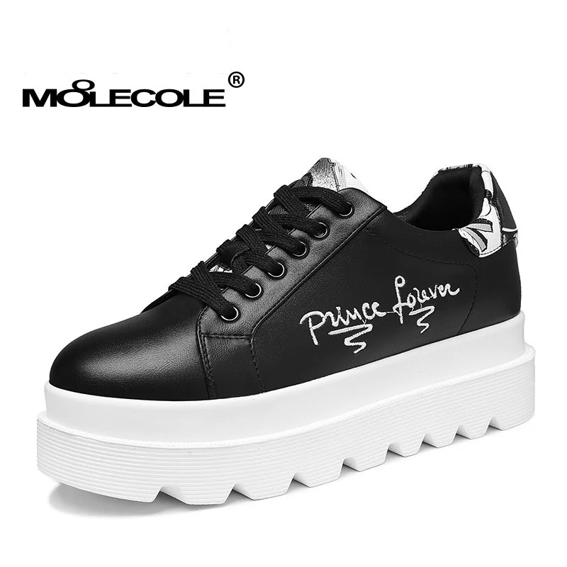 MOOLECOLE Heel 5.3CM White Black Sports Casual Shoes for Men Women USA5 5.5 6.5 7 8 EUR35 36 37 38 39 40 Model 73318 | Обувь