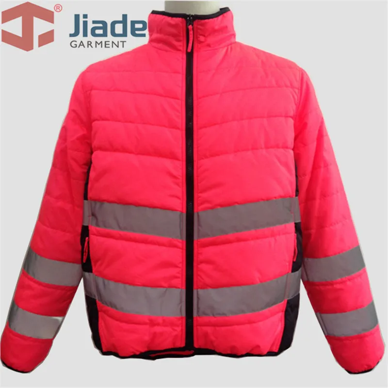 Hi Viz Pink Jiade взрослых высокая видимость Мужская Рабочая Светоотражающая зимняя куртка мужская теплая куртка EN471ANSI зимняя куртка - Цвет: Hi Viz Pink