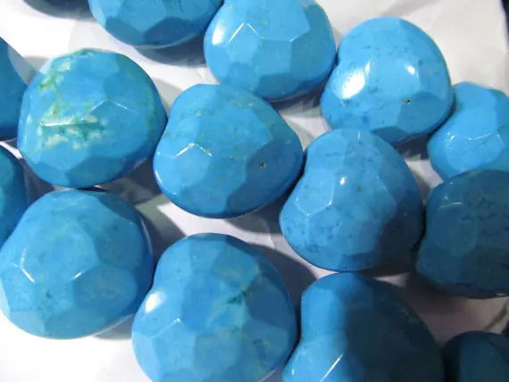 

handamde turquoise gorgous stone love heart faceted turquoise stone beads 16x16mm full strand