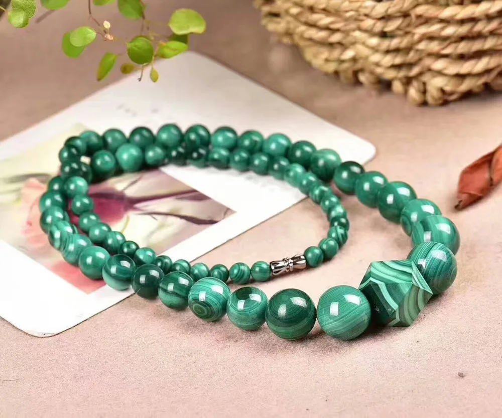 Подлинное натуральное зеленое малахитовое Драгоценные Камни Круглые бусины