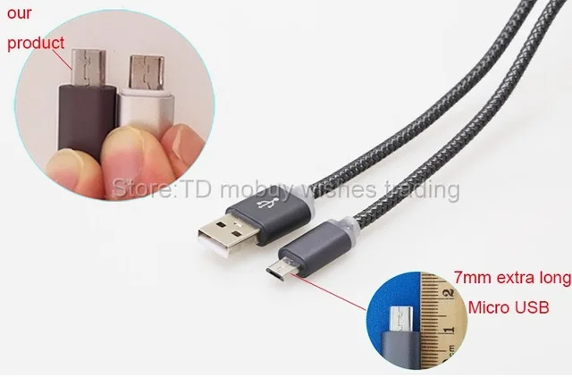 1 м/100 см 2.4A 7 мм Длинный разъем Micro USB кабель для быстрой зарядки зарядного
