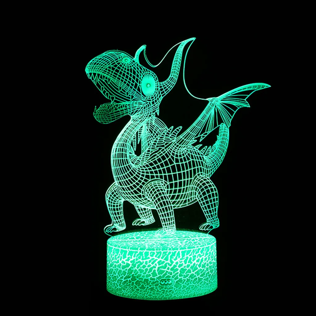 СВЕТОДИОДНЫЙ 3D ночник с подсветкой Иллюзия свет настольная USB 3D визуальная лампа в виде динозавра 7 цветов Изменение подарки 3D светильники для детей