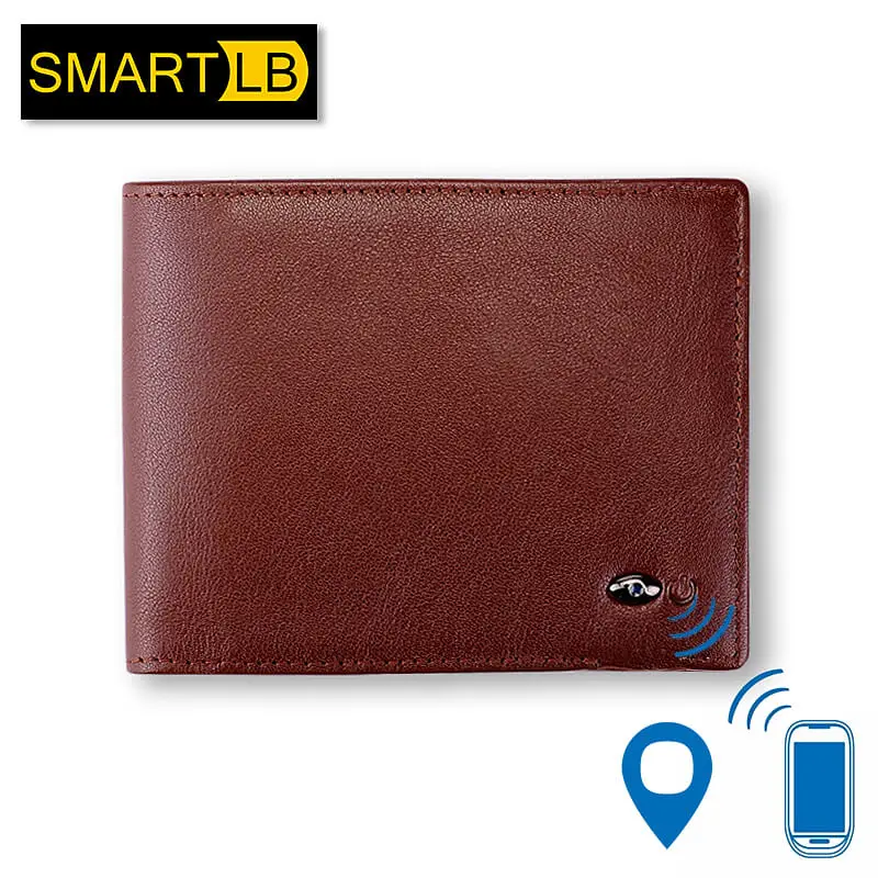 Смарт кошелек SMARTLB из натуральной кожи с gps картой и сигнализацией мужской Bluetooth