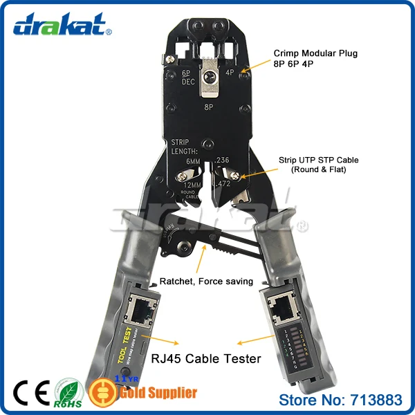 RJ45 RJ11 RJ12 RJ22 обжимной инструмент сеть LAN тестер | Компьютеры и офис
