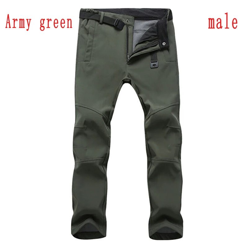 Men Green Зимние брюки для мужчин и женщин флисовые Зимние флисовые походные брюки для походов на открытом воздухе спортивные водонепроницаемые ветрозащитные тепловые мужские брюки - Цвет: Men Green