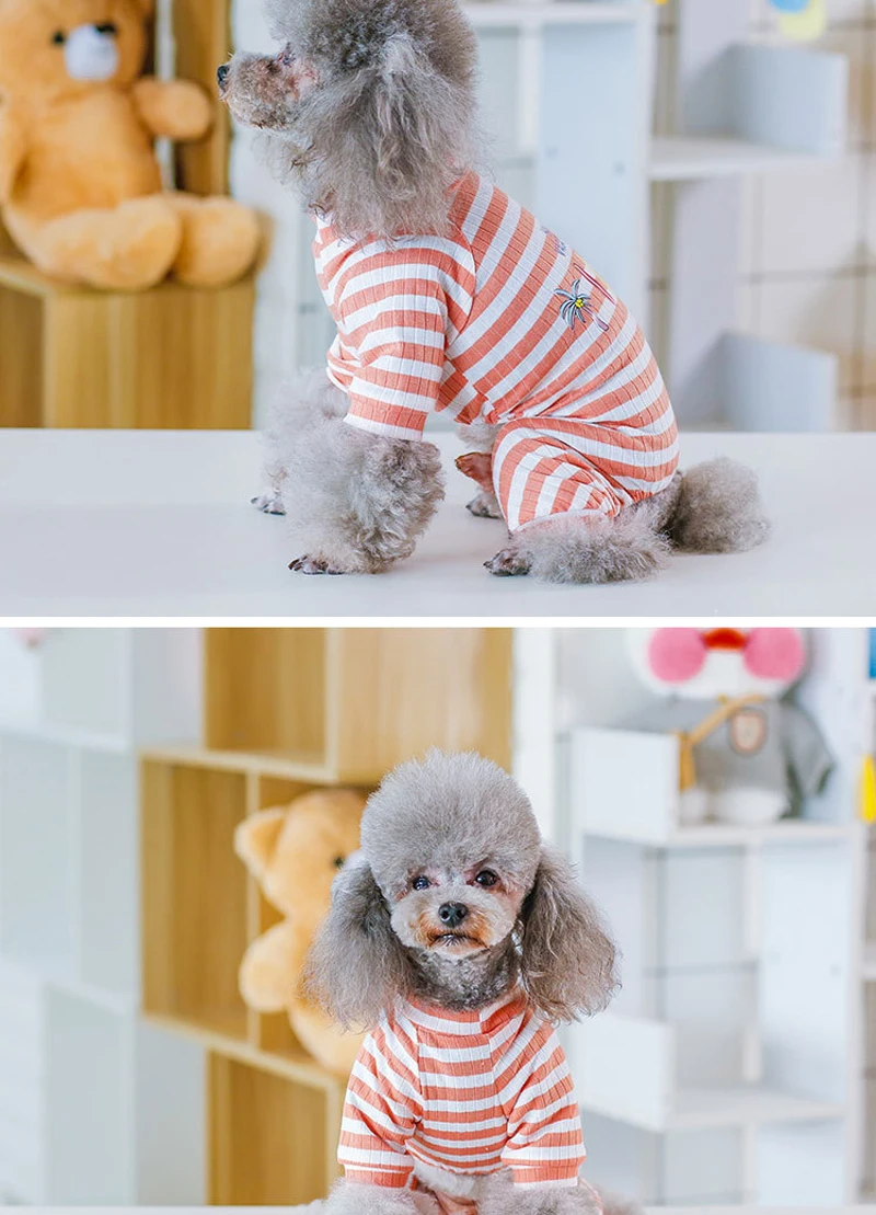Новая мода Dogbaby полосатый щенок, домашнее животное, кот собака пижамы удобные пижамы для домашних животных 2 цвета для малых и средних собак 910E