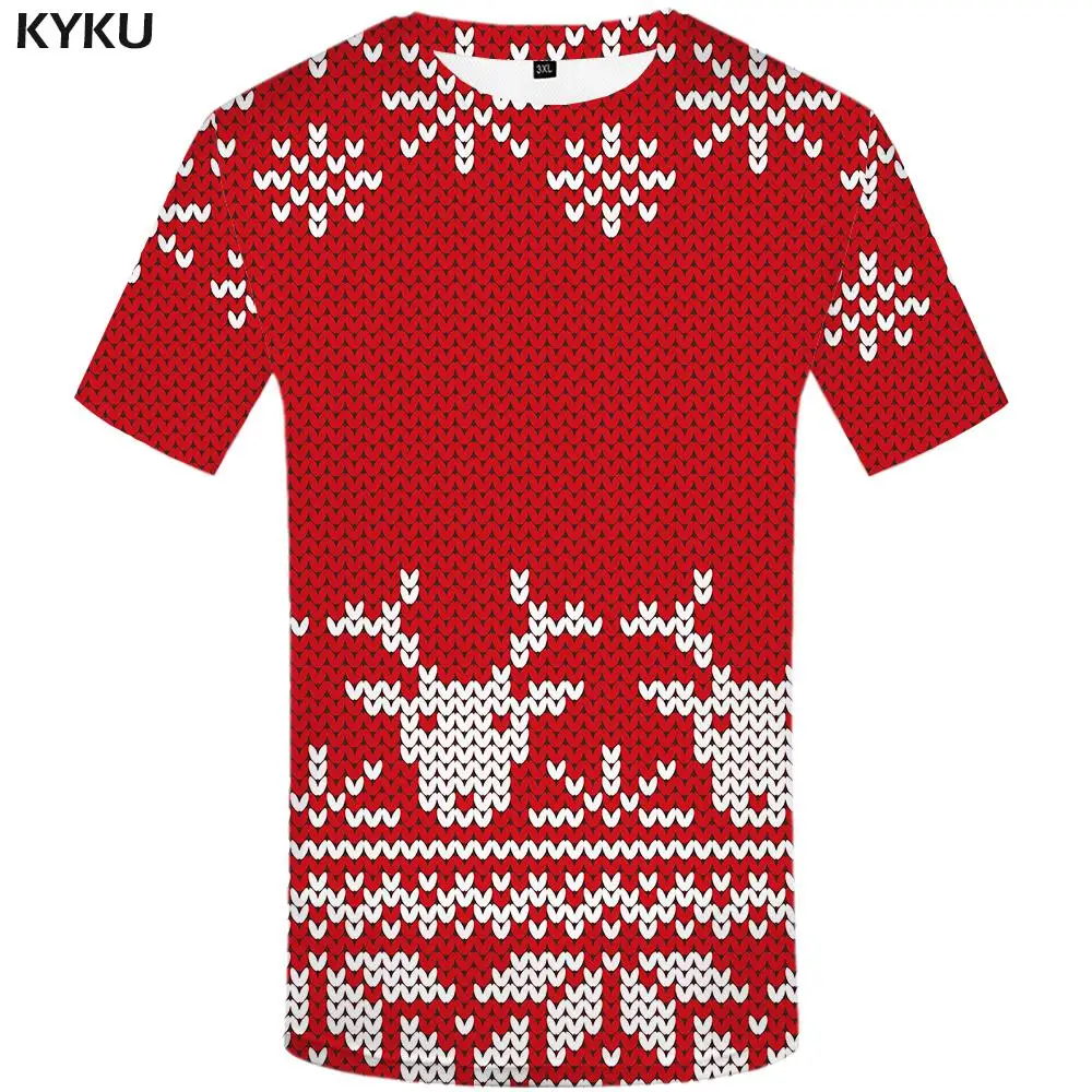 3d T-shirt 09 KYKU Рождественская Футболка мужская Рождественская рубашка с принтом винтажные футболки Повседневная футболка с рисунком лося красная одежда с принтом аниме с коротким рукавом в стиле панк-рок - Цвет: 3d T-shirt 09