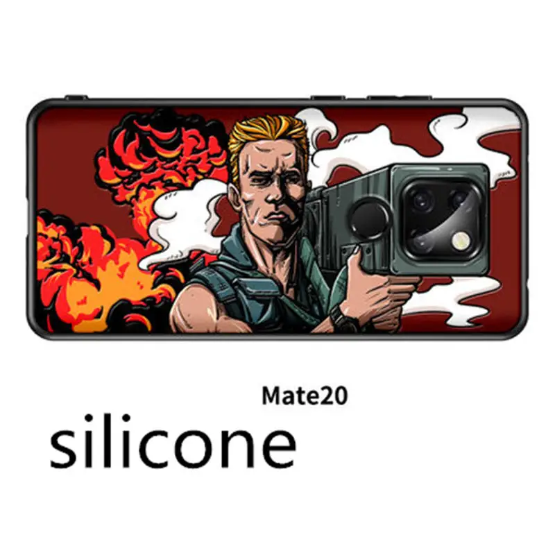 Для huawei mate 20 Pro Чехол HD окрашенный чехол для huawei mate 20 Schwarzenegger Artillery glass Cover mate 20 pro Чехол - Цвет: mate20 silicone 1
