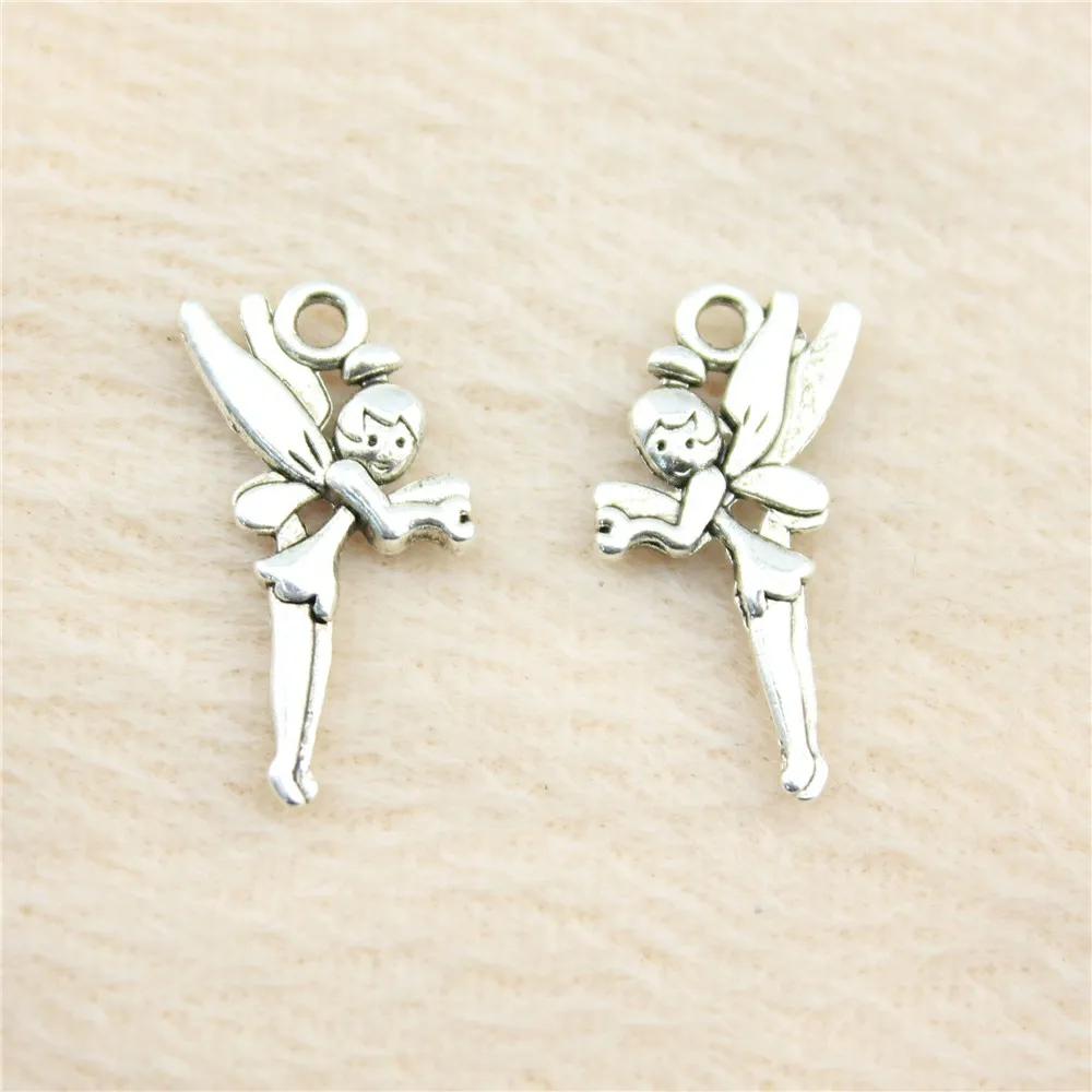 

73 шт./лот 25*15 мм старинные серебряные двухсторонние Подвески с ангелом «сделай сам» ювелирные изделия для браслета ожерелья серьги