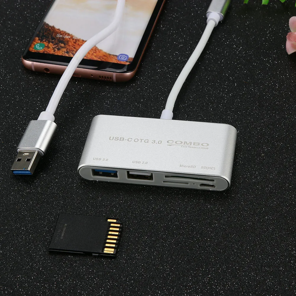 5 в 1 USB C концентратор Тип SD TF Card Reader 3 0 концентраторы с портом питания Micro Sup порт ing